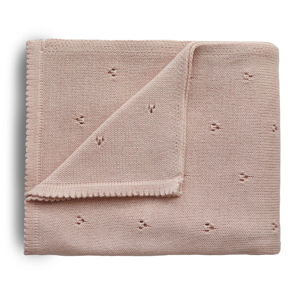 Mushie pletená detská deka z organickej bavlny dierkovaná Blush