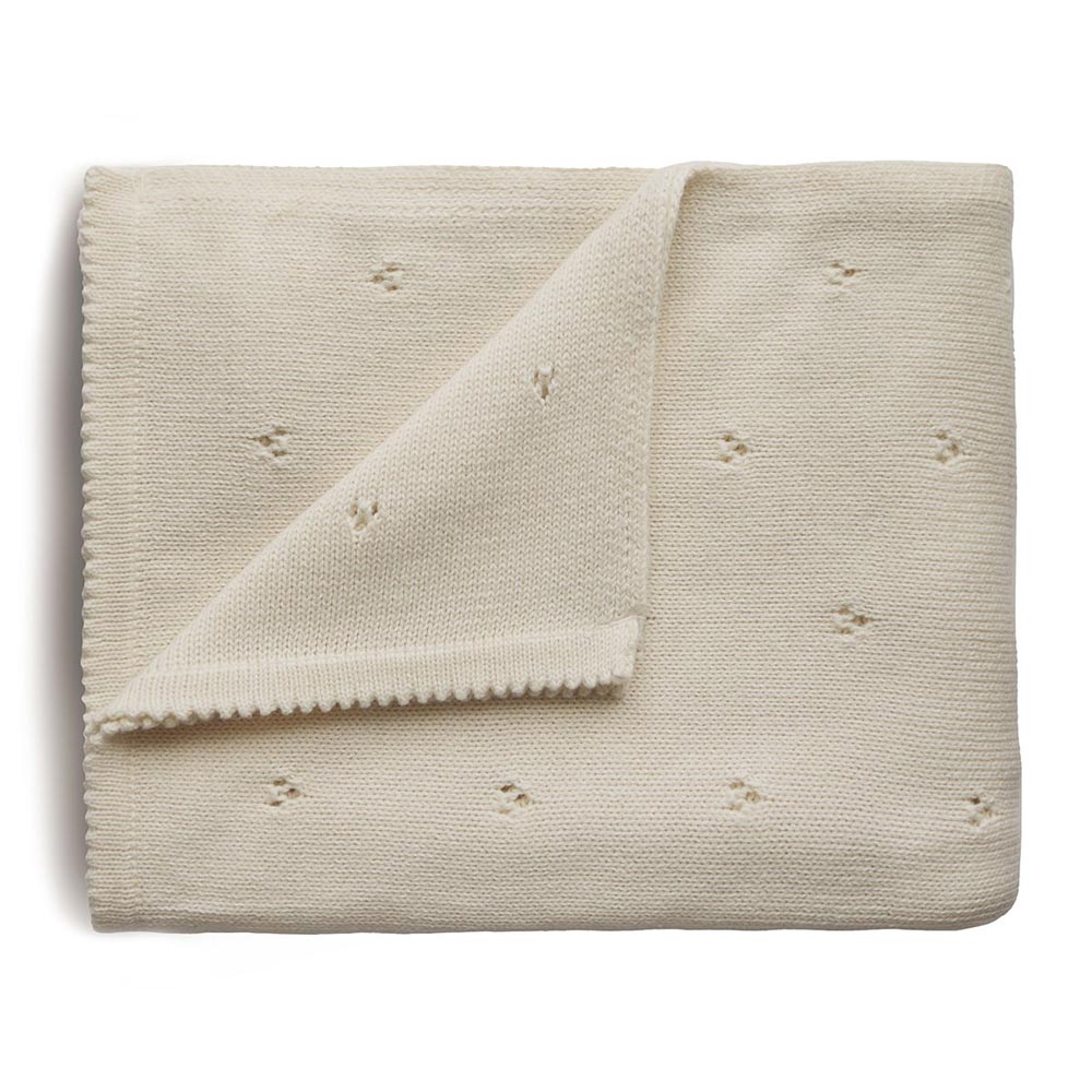 Mushie pletená detská deka z organickej bavlny dierkovaná Ivory