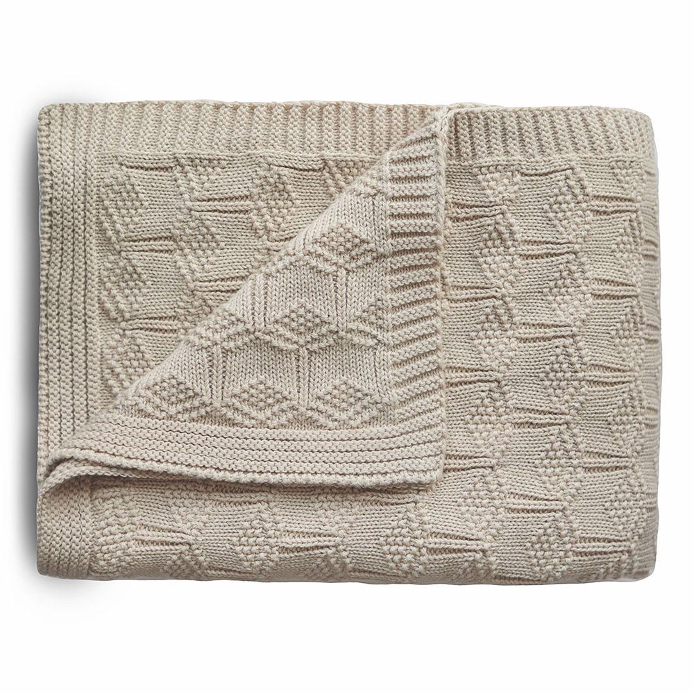 Mushie pletená detská deka z organickej bavlny vzorkovaná Beige