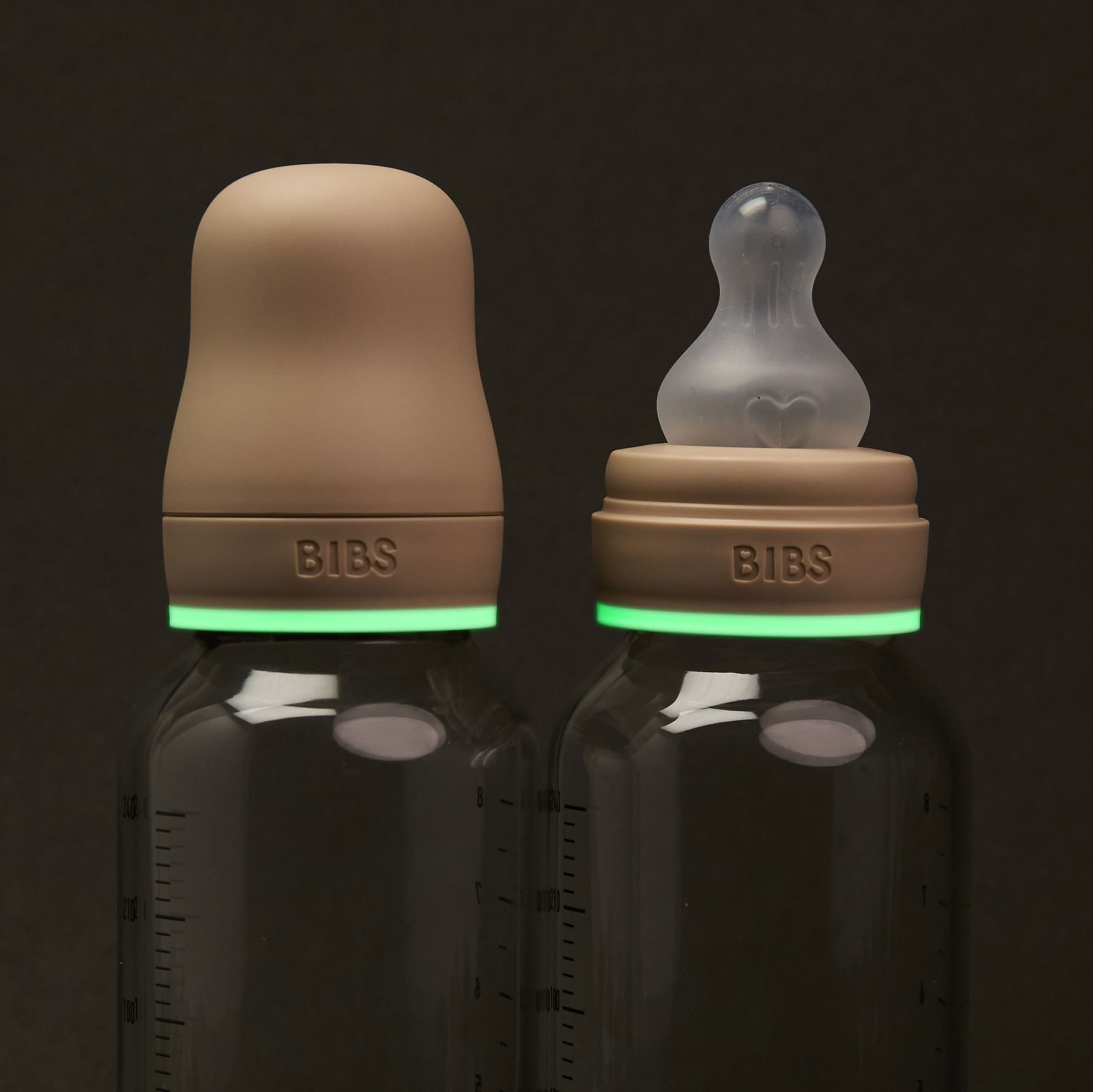 BIBS nočná antikoliková sklenená fľaša s kaučukovým cumlíkom 240ml – Obrázok 7